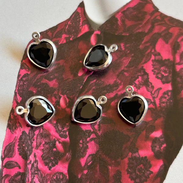 Pendant Corazón Cristal Black silver- Colección Brasil - 12 mm - 1 unidad