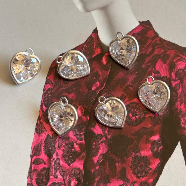 Pendant Corazón Cristal Blanc Silver - Colección Brasil - 15 mm - 1 unidad