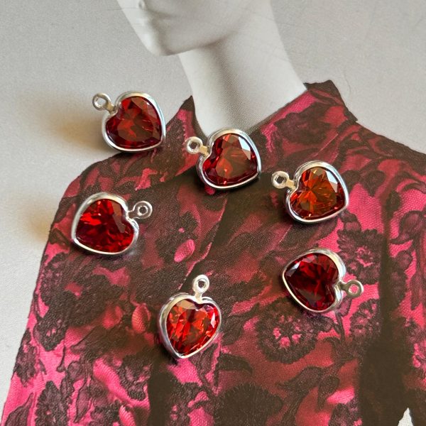 Pendant Corazón Cristal Red Silver - Colección Brasil - 12 mm - 1 unidad