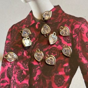 Pendant Corazón Clear Cristal Gold - Colección Brasil - 10 mm - 1 unidad