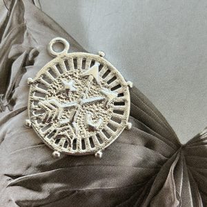 Pendant Brújula Silver Mate - Colección Brasil - 28 mm - 1 unidad