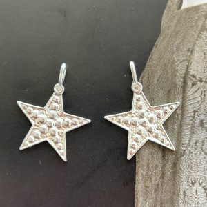 Pendant Estrella Textura Brillito Silver - Colección Brasil - 20 mm - 1 unidad