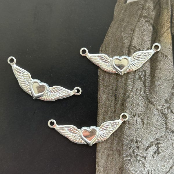 Pendant Corazón Alado Silver - Colección Brasil - 30 mm - 1 unidad