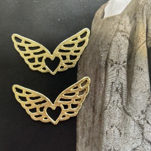 Pendant Corazón Alitas Calado Gold  - Colección Brasil - 28 mm - 1 unidad