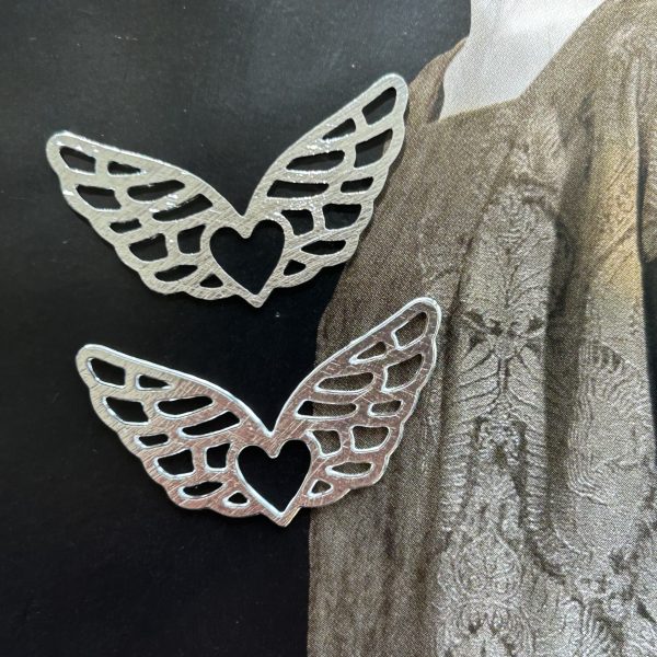 Pendant Corazón Alitas Calado Silver  - Colección Brasil - 28 mm - 1 unidad