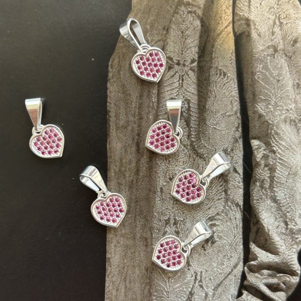 Pendant Corazón Cristales Silver - Colección Brasil - 1 mm - 1 unidad