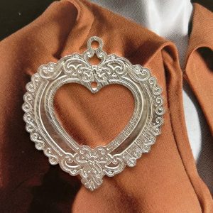 Pendant Corazón Texturas Silver - Colección Brasil - 30 mm - 1 unidad