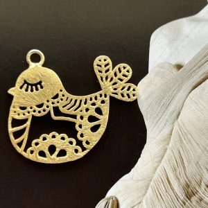 Pendant Pajarito Calado Gold - Colección Brasil - 30 mm - 1 unidad