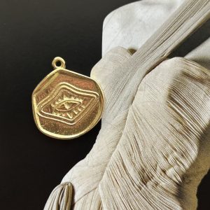 Pendant Medalla Ojo Griego Gold - Colección Brasil - 19 mm - 1 unidad