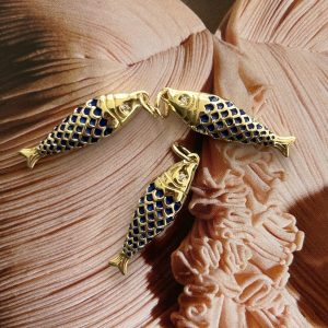 Pendant Pez Blue - Colección Deep Ocean - 25 mm - 1 unidad - Oro