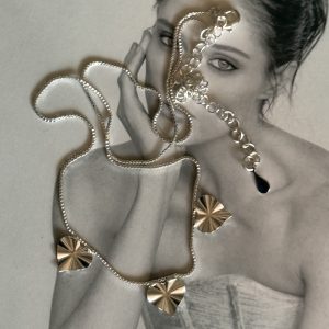 Collar Alelí Corazones Rústicos Silver - Colección Brasil  - 45 cm alargue - 1 unidad