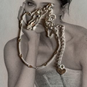 Collar Choker Karina Silver Mini Corazones- Colección Brasil  - 45 cm - 1 unidad