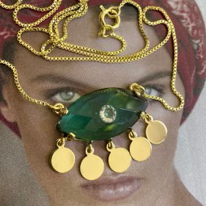 Collar Grecia Turquesa Gold - Colección Brasil  - 45 cm - 1 unidad