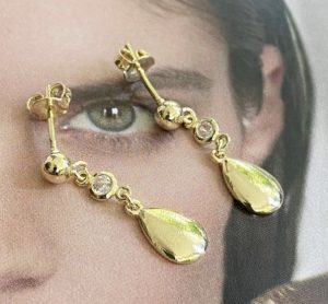 Aro Gota cristal Gold - Colección Brasil - 30 mm - 1 par