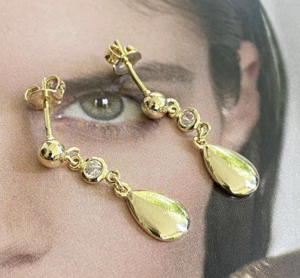Aro Gota cristal Gold - Colección Brasil - 30 mm - 1 par