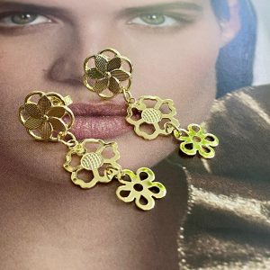 Aro Flores Silvestres Gold - Colección Brasil - 35 mm - 1 par