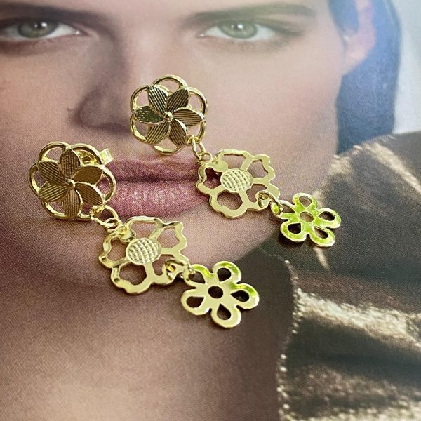 Aro Flores Silvestres Gold - Colección Brasil - 35 mm - 1 par