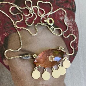 Collar Grecia Ámbar Silver - Colección Brasil  - 45 cm - 1 unidad