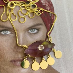 Collar Grecia Amatista Gold - Colección Brasil  - 45 cm - 1 unidad