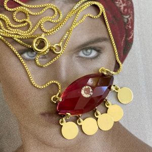 Collar Grecia Granate Gold - Colección Brasil  - 45 cm - 1 unidad