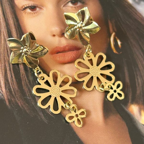 Aro Flores Silvestres Gold - Colección Brasil - 35 mm - 1 par