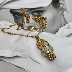 Collar La Emperatriz Cielo Gold Cristales Checos Colección Praga One of a Kind