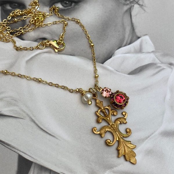 Collar Art Nouveau Rose Gold 18k Cristales Checos Colección Praga One of a Kind