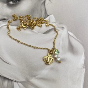 Collar Coronita Petit Gold 18k Cristales Checos Colección Praga One of a Kind