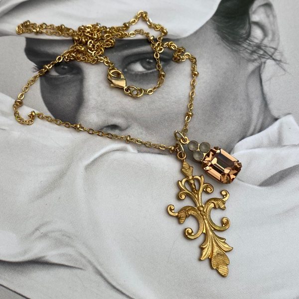 Collar Art Nouveau Gold 18k Cristales Checos Colección Praga One of a Kind