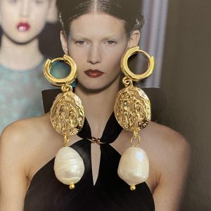 Aro Magdalena Perla Click Gold 5.5 cm Colección Boutique