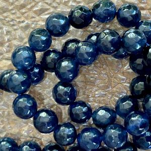 Piedra Jade Facetado Azul Prusia 0.8 cm Tira 44 unidades aprox   Colección Texturas & Colores