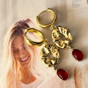 Aro Cristal Red Magda Gold 4.5 cm Colección Boutique Gold Addict