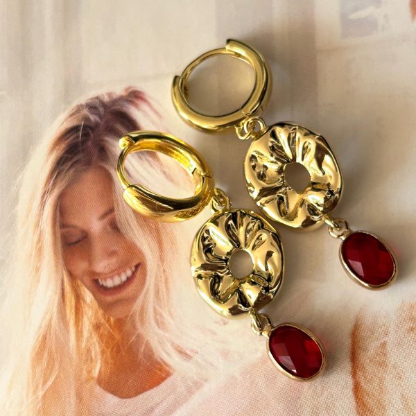 Aro Cristal Red Magda Gold 4.5 cm Colección Boutique Gold Addict