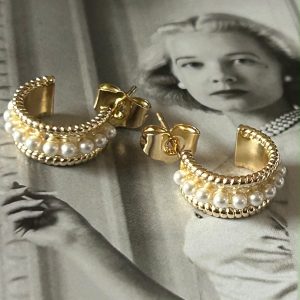 Aro Beauty Pearls 1.4 cm Gold Colección Gold Addict