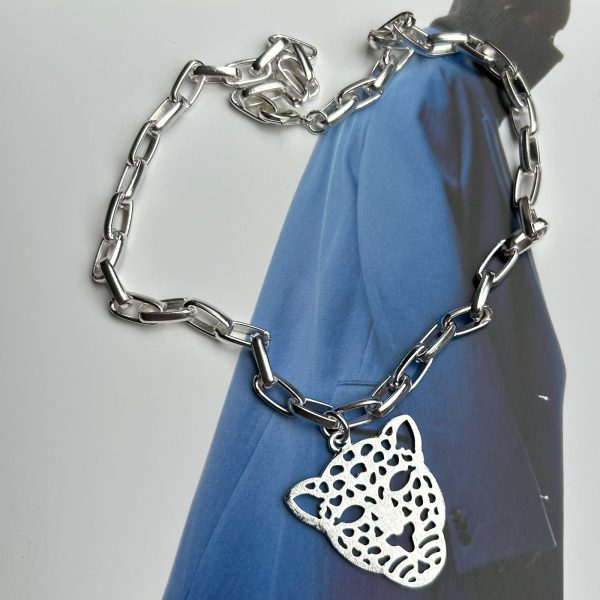 Collar Maxi León 4.8 cm Silver 40cm Colección Brasil