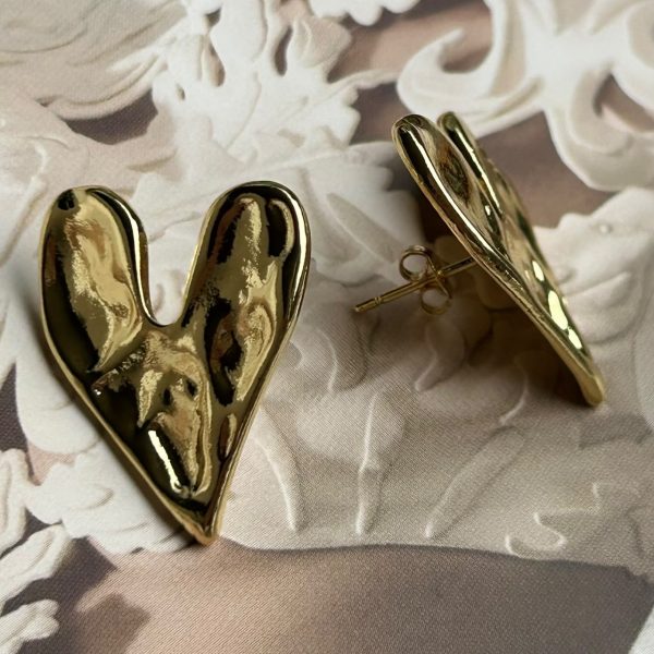 Aros Corazón Grande 2.5 cm Gold Colección Gold Addict