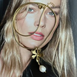 Collar Margarita Perla Río 45 cm + Alargue Gold Colección Gold Addict