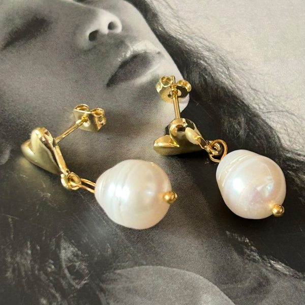 Aritos Love Love 3 cm Gold Perla Río Colección Gold Addict
