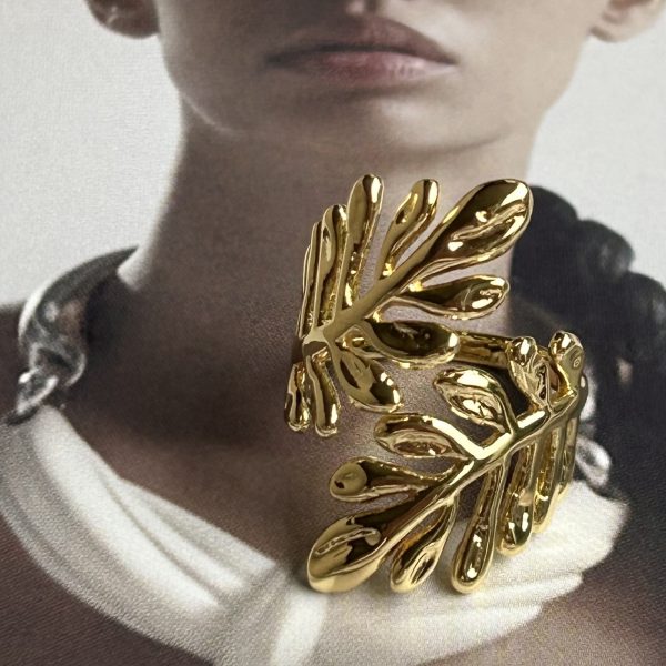 Anillo Helecho Gold Ajustable Colección Gold Addict