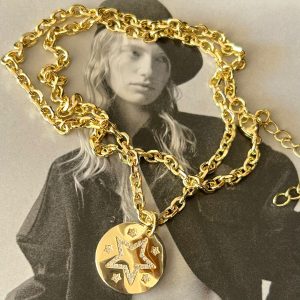 Collar Medallion Milano Gold 45 cm + Alargue Pendant de 2cm Colección Boutique