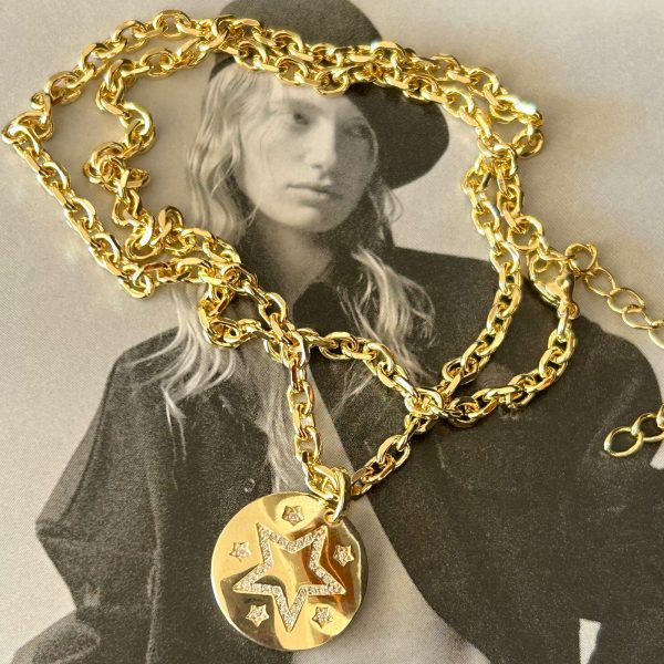 Collar Medallion Milano Gold 45 cm + Alargue Pendant de 2cm Colección Boutique