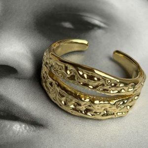 Anillo Doble Textura Gold Ajustable Colección Gold Addict