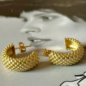 Aro Textura Panal Gold 2.5 cm Colección Gold Addict