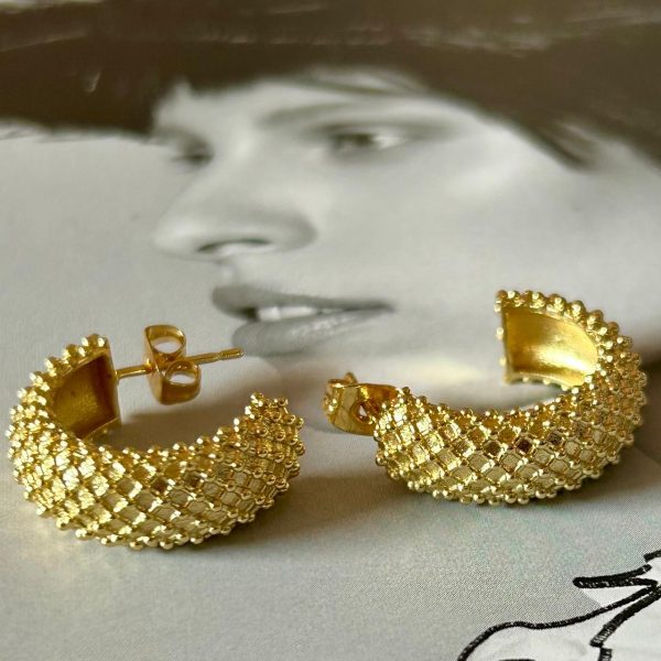 Aro Textura Panal Gold 2.5 cm Colección Gold Addict