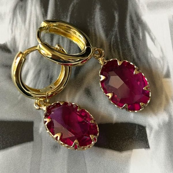 Aro Cristal Magenta Gold 3.5 cm Colección Gold Addict