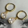 Aro Gota Cristal Gold 2.6 cm Colección Gold Addict