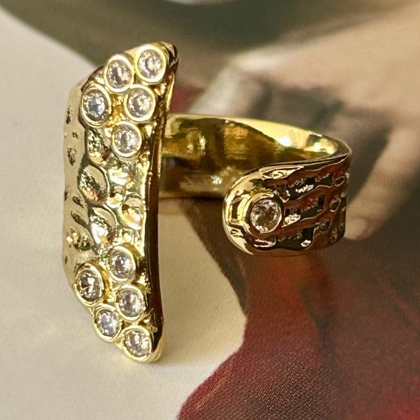Anillo Venecia Cristales Gold Ajustable Colección Gold Addict