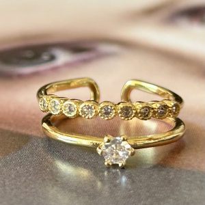 Anillo Endless Cristales Gold Ajustable Colección Gold Addict